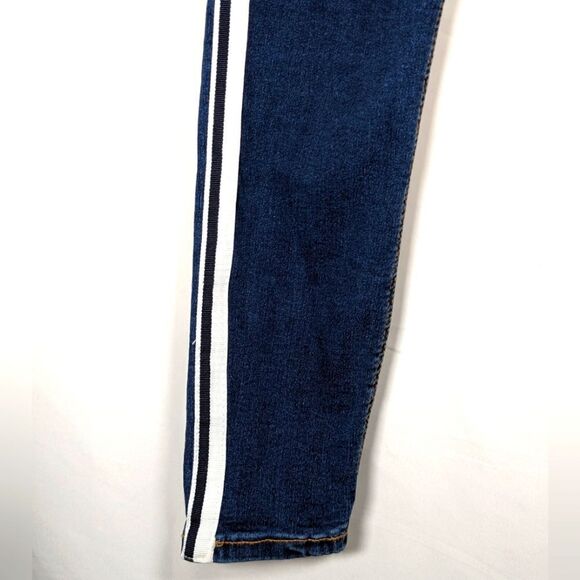 Zara Trafaluc Denim Collection White Stripe Down Legs Skinny High Waisted Size 8 - Picture 5 of 8